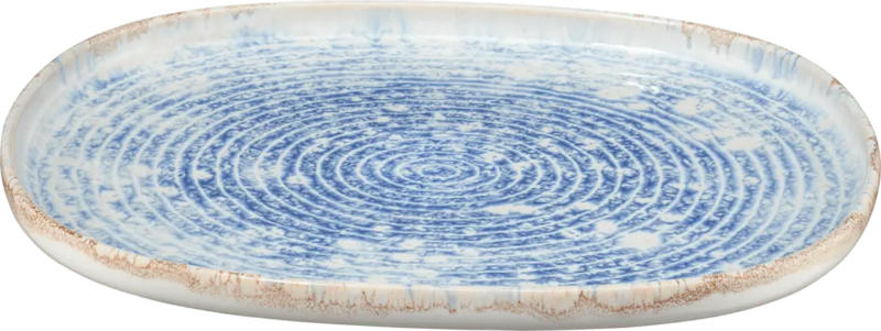 dmHome Servierplatte aus Keramik, blau/weiß (33x24 cm)