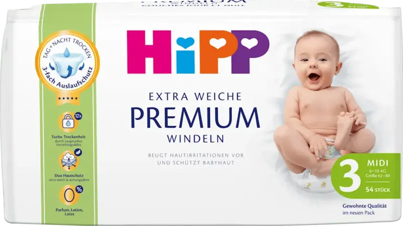 HiPP Windeln Extra Weich Premium Midi Gr. 3 (6-10 kg)