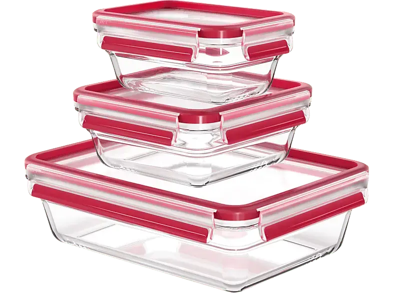 Emsa N10509 Clip & Close Glas 3-tlg.; Frischhaltedosen-Set