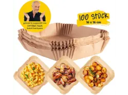 Rachs KOCHWERK Backpapierschalen 100 Stück, für Heißluftfritteusen 2-5l, 16x16cm; Backpapier-Schalen