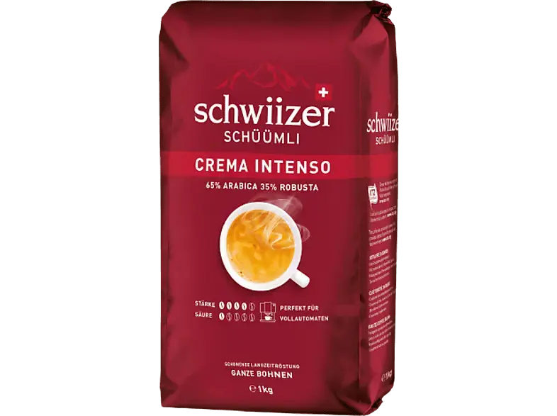 Schwiizer Schüümli Kaffeebohnen Crema Intenso (1 kg, Kompatibles System: Kaffeevollautomaten)