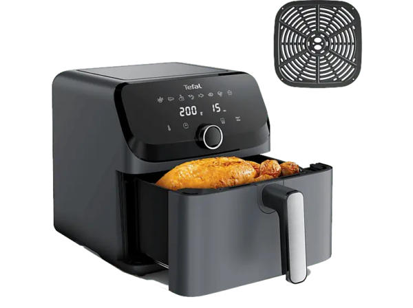 Tefal EY855B Easy Fry Mega Heißluftfritteuse (7,5 l, 2020 Watt, Grau)
