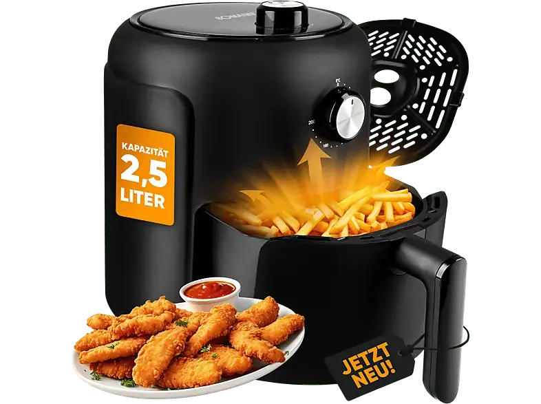Bomann FR 6076 H CB Heißluft-Fritteuse (2,5 l, 1000 Watt, Schwarz)