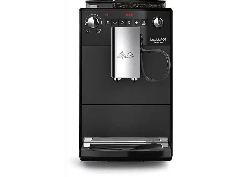Melitta Die Latticia® OT Kaffeevollautomat Black (Schwarz, Kegelstahlmahlwerk, 15 bar, Milchschlauch)