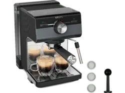 Krups XP384E Authentic+ Espressomaschine (Bullet Dark Silver und Edelstahl, 1460 Watt, )