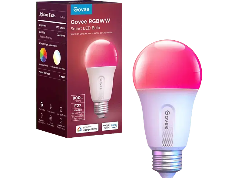 Govee RGBWW Smart LED Bulb (1 Pack) E27; LED Glühbirne