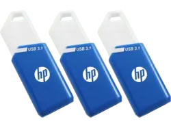 HP 128 GB x775w USB-Stick, USB-A 3.1, R75/W30 MB/s, 3er Pack, Blau/Weiß