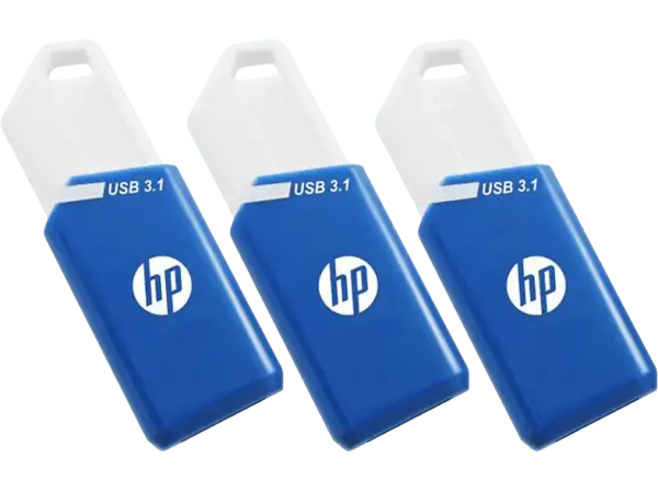 HP 128 GB x775w USB-Stick, USB-A 3.1, R75/W30 MB/s, 3er Pack, Blau/Wei&szlig;