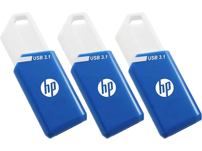 HP 128 GB x775w USB-Stick, USB-A 3.1, R75/W30 MB/s, 3er Pack, Blau/Weiß