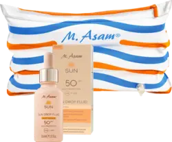 M. Asam Sonnenfluid Gesicht sun drops LSF 50 + beach pillow bag