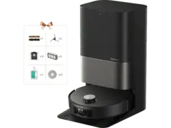 Dreame X50 Ultra Complete Saug- und Wischroboter mit Absaug- sowie Selbstreinigungsstation (Black, Laufzeit: bis zu 200 Minuten, HyperStream™ Detangling DuoBrush, Selbstreinigung der Wischmopps)