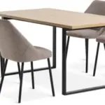 JYSK JYSK Masă AABENRAA 160 stejar cald+ 4 scaune VELLEV nisipiu/negru