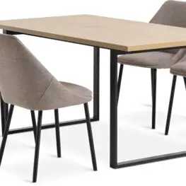 JYSK Masă AABENRAA 160 stejar cald+ 4 scaune VELLEV nisipiu/negru