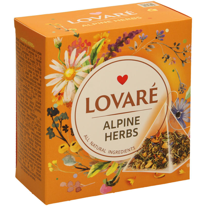 Lovare Alpine Herbs - Kräutertee mit Blütenblättern, in Pyramidenbeuteln