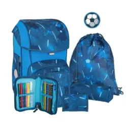 SPIRIT Schultaschen-Set Cosmo Fußball 22 l 6-teilig blau