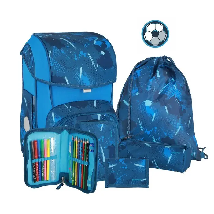 SPIRIT Schultaschen-Set Cosmo Fußball 22 l 6-teilig blau