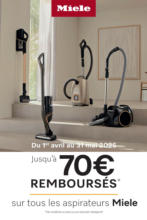 Jusqu'à 70€ remboursés sur tousles aspirateurs MIELE