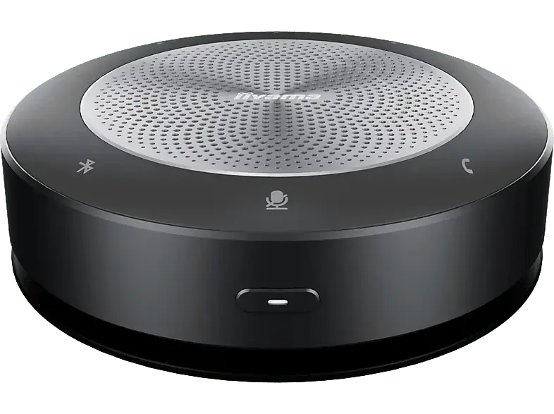 IIYAMA PC Lautsprecher UC SPK01L for Business, Bluetooth, USB-C, AUX, 6 Mikrofone, 360° Audioerfassung, 85dB, Silber; PC-Lautsprecher