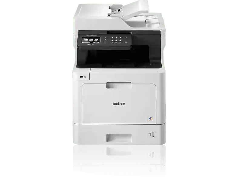 BROther MFC-L8690CDW, A4, 31 S./Min, Farblaser, Duplex, 9.3cm Farb-Touchscreen, WLAN/Ethernet, Weiß/Grau; Multifunktionsdrucker