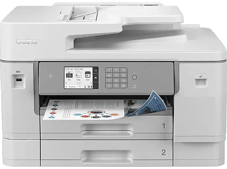 BROther MFC-J6955DW for Business, A3 Drucken/Scannen, A4 30 S./Min, Tinte, Duplex, 9.14cm Touchscreen, WLAN/Ethernet, Weiß; Multifunktionsdrucker