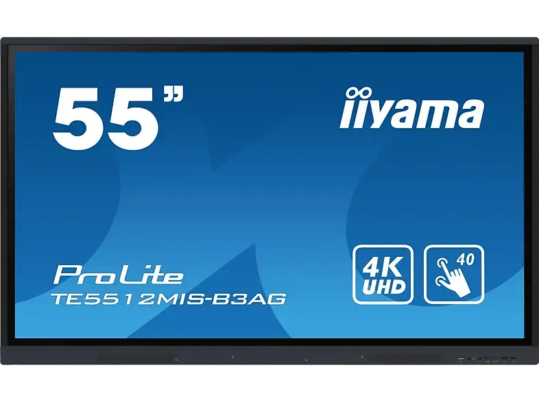 iiyama ProLite TE5512MIS-B3AG Interaktives 55" Zoll LCD Touchscreen-Display mit 4K-Auflösung, integrierter Whiteboard-Software und Benutzerprofilen; Digital Signage-Display
