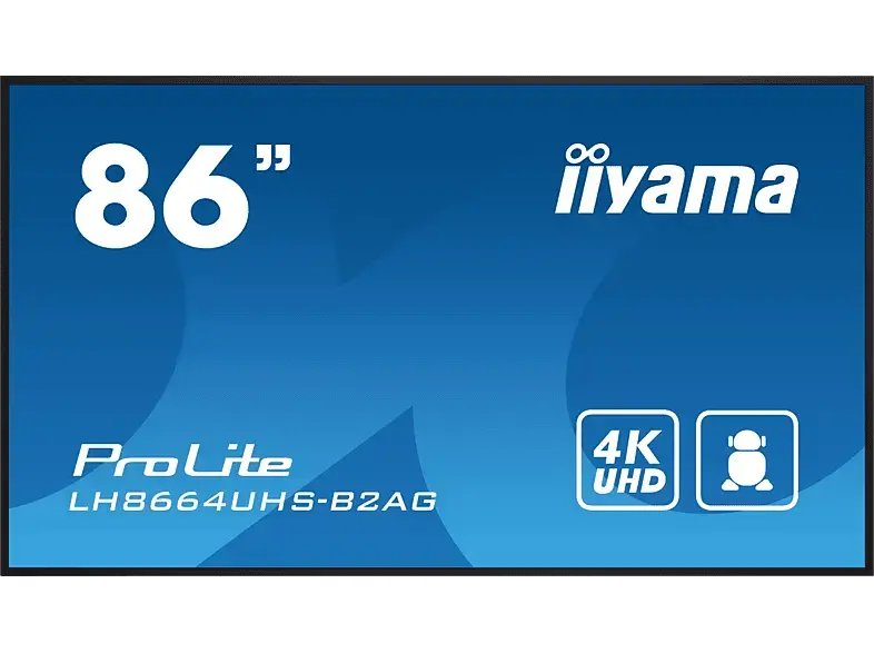 iiyama ProLite LH8664UHS-B2AG 85.6 Zoll professionelles Quer- und Hochformat Digital-Signage-Display mit erweiterten Steuerungs- Konnektivitätsoptionen; Digital Signage-Display