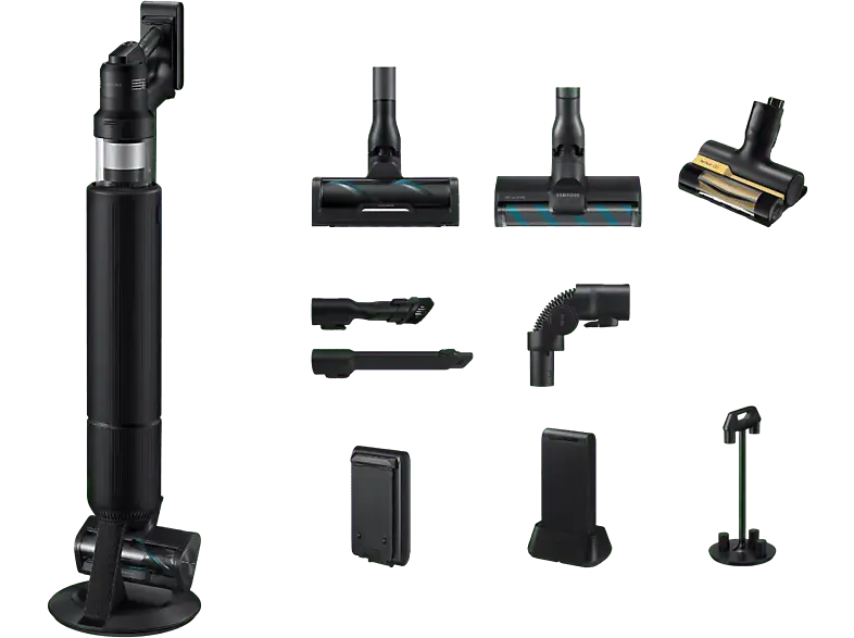 Samsung VS90F40DEK/GE bespoke Jet A.I. Ultra Staubsauger (0,5 l, Akkulaufzeit: bis zu 100 min (großer Akku) / 60 (kleinerer Akku), Satin Black)