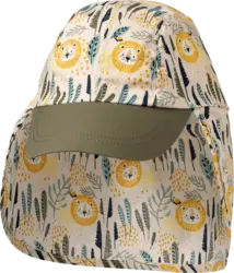 ALANA Schirmmütze mit Nackenschutz & Löwen-Muster, beige + grün, Gr. 54/55