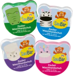 SauB&auml;r Waschlappen Zauber Waschhandschuh sortiert