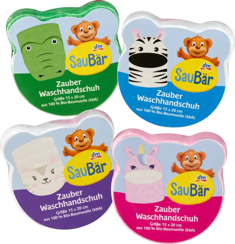 SauB&auml;r Waschlappen Zauber Waschhandschuh sortiert