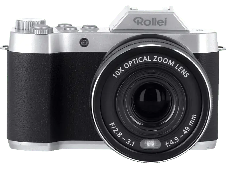 Rollei Powerflex 10x Retro Digitalkamera, Schwarz/Silber