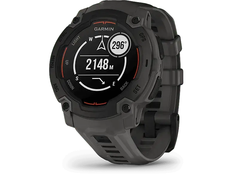 Garmin INSTINCT® E, 45mm, Black Bezel, mit Silikon-Wechselarmband 22mm Kohle; Smartwatch