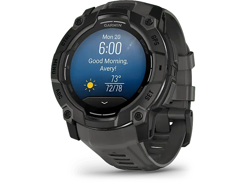 Garmin INSTINCT® 3 Amoled, 50mm, Schwarz, mit Silikon-Wechselarmband 26 mm; Smartwatch