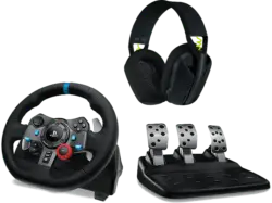 G Bundle, G29 Rennlenkrad + Pedale (PlayStation PS5 PS4, PC) G435 kabelloses Bluetooth-Gaming-Headset, Schwarz; Rennlenkrad + Headset
