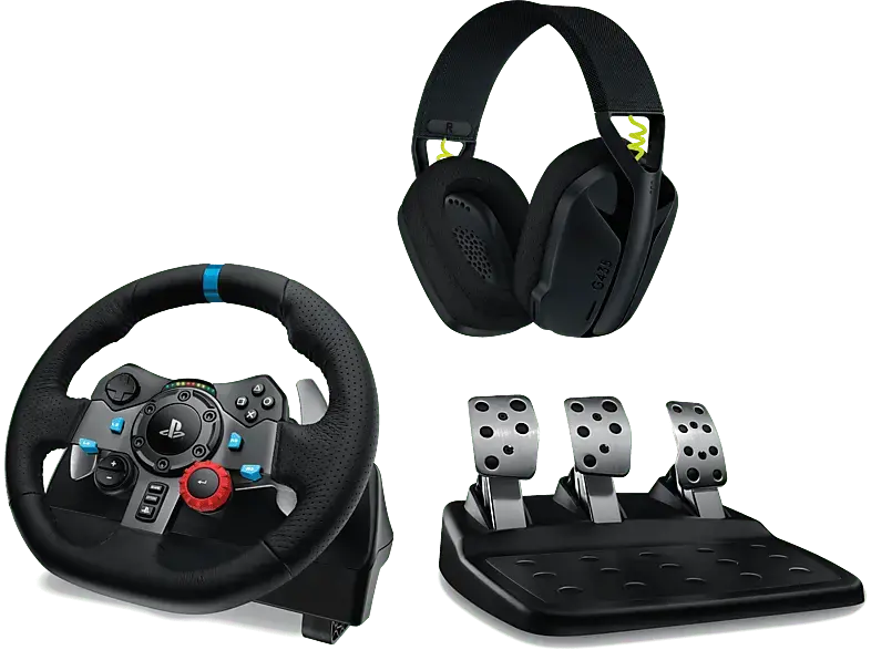 G Bundle, G29 Rennlenkrad + Pedale (PlayStation PS5 PS4, PC) G435 kabelloses Bluetooth-Gaming-Headset, Schwarz; Rennlenkrad + Headset