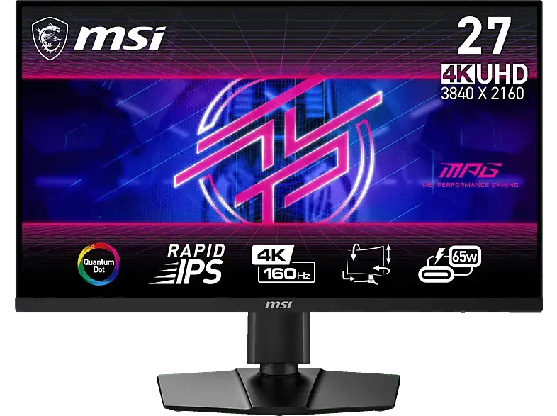 MSI MPG 274URFDE QD 27 Zoll Gaming Monitor, UHD 4K, 0,5 ms Reaktionszeit, 400 cd/m², 160 Hz, Schwarz