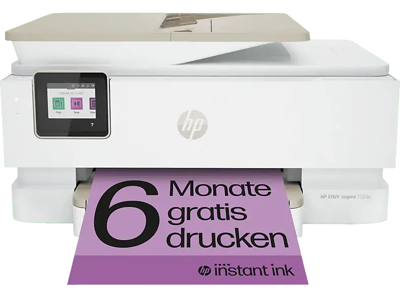 HP Envy Inspire 7924e A4, Duplex, Inkl. HP+ mit 6 Monate Instant Ink, Multifunktionsdrucker, WLAN, Tintendruck, Weiß