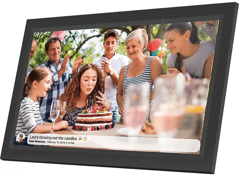 Denver PFF-1503B Digitaler Bilderrahmen, 15.6 Zoll Touch HD, IPS, 1GB RAM, 16GB Speicher + MicroSD Kartenslot, WIFI, Schwarz