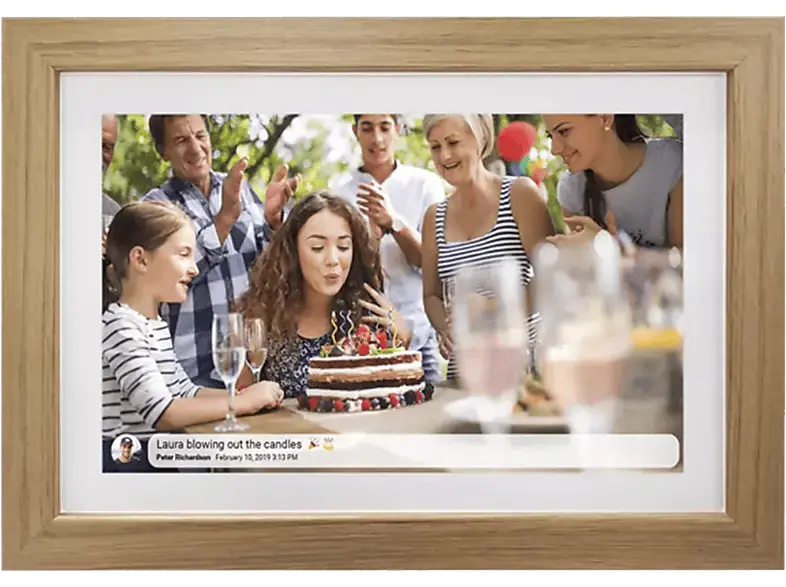 Denver PFF-1042LW Digitaler Bilderrahmen, 10.1 Zoll Touch WXGA, WLAN, 16 GB Flash eMMC + MicroSD Kartenslot, Light Wood