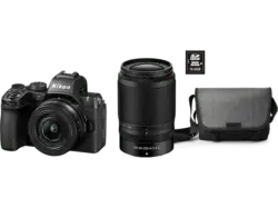 Nikon Z50II spiegellose Systemkamera mit Z DX 16-50mm VR und 50-250mm Objektiv, Tasche 16GB Speicherkarte, Schwarz; Systemkamera Set