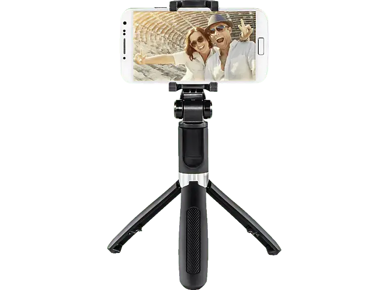 Hama 4316 Selfie-Stab "Funstand 57", mit Bluetooth®-Fernauslöser, Schwarz; Selfie Stick