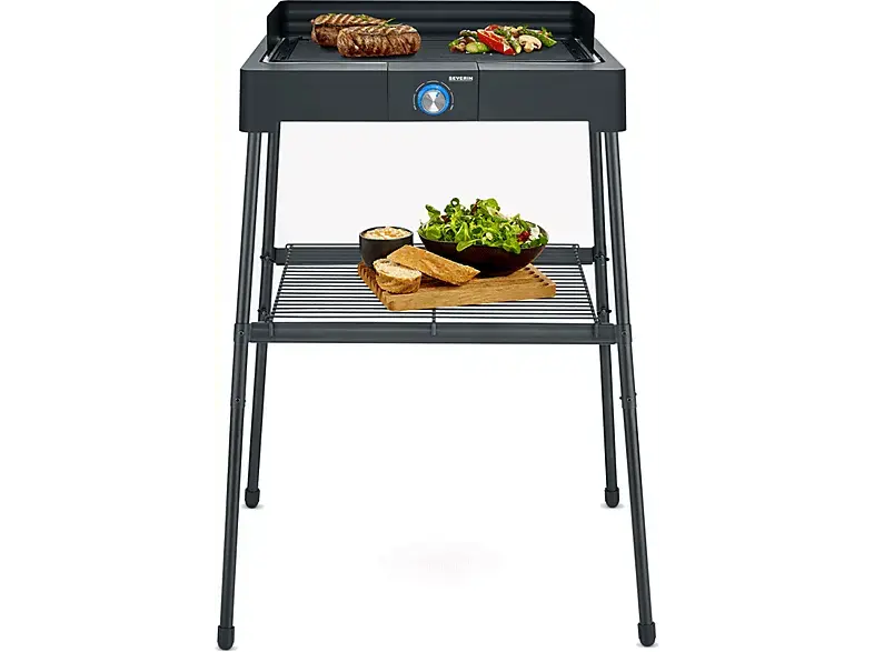 Severin PG 8568 Standgrill mit Grillplatte, Schwarz (2200 Watt)