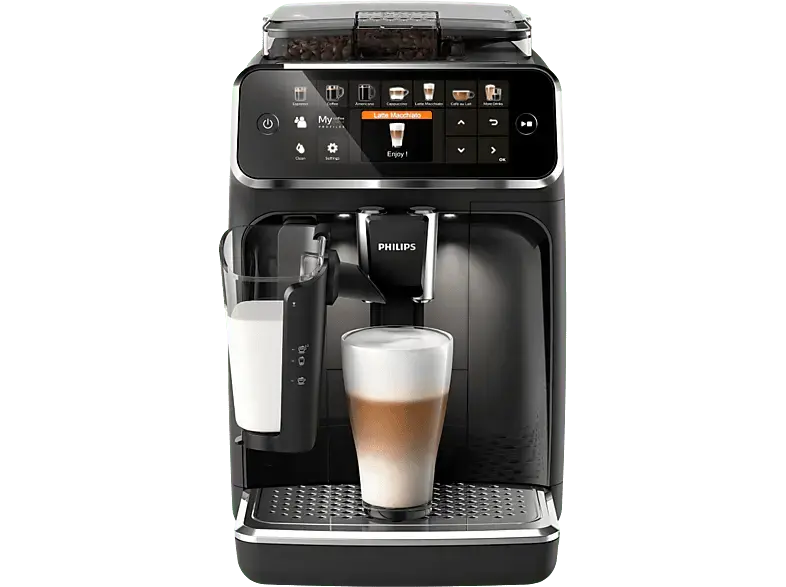 Philips EP5441/50 Serie 5400 Latte GO Plus Kaffeevollautomat (Hochglanz-Schwarz, Scheibenmahlwerk aus Keramik, 15 bar, integrierter Milchbehälter)