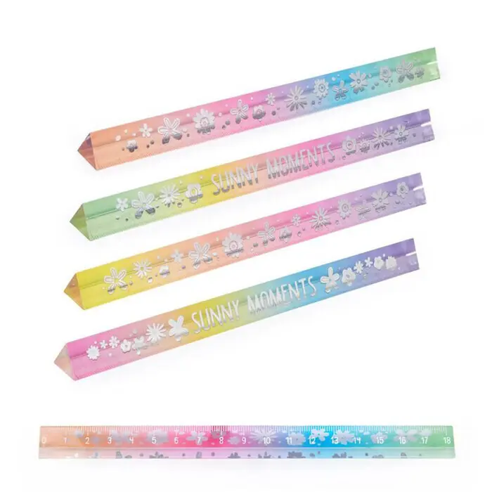 Regenbogen-Lineal Flower-Power 18cm bunt