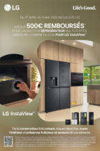 Connexion Jusqu'à 500€ remboursés pour l'achat d'un réfrigérateur multiportes, américain, combiné ou d'un four InstaView™ LG selon une sélection - au 08.05.2025