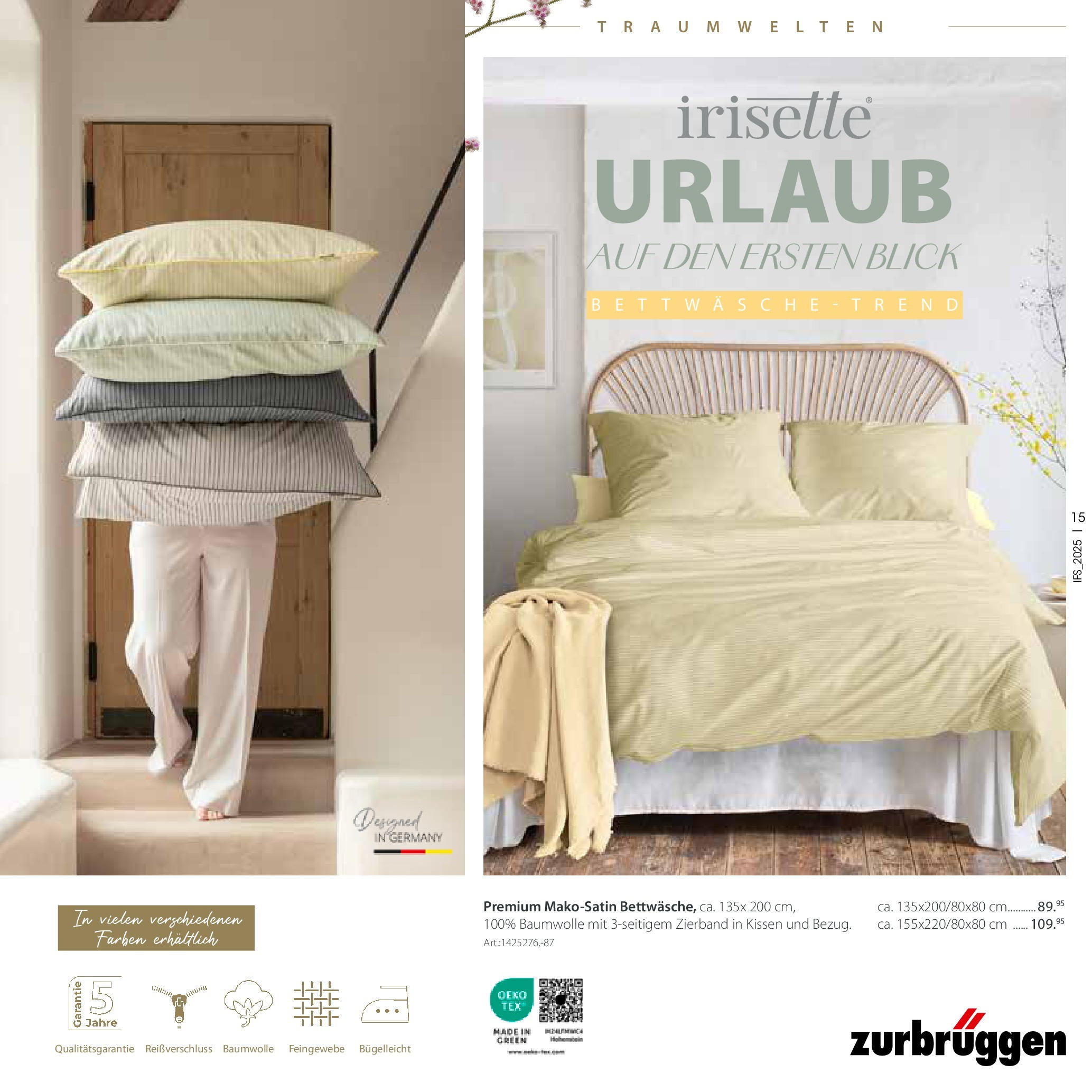 Zurbrüggen Lebenslust (ab 01.04.2025) zum Blättern | Seite: 15 | Produkte: Kissen, Bettwäsche