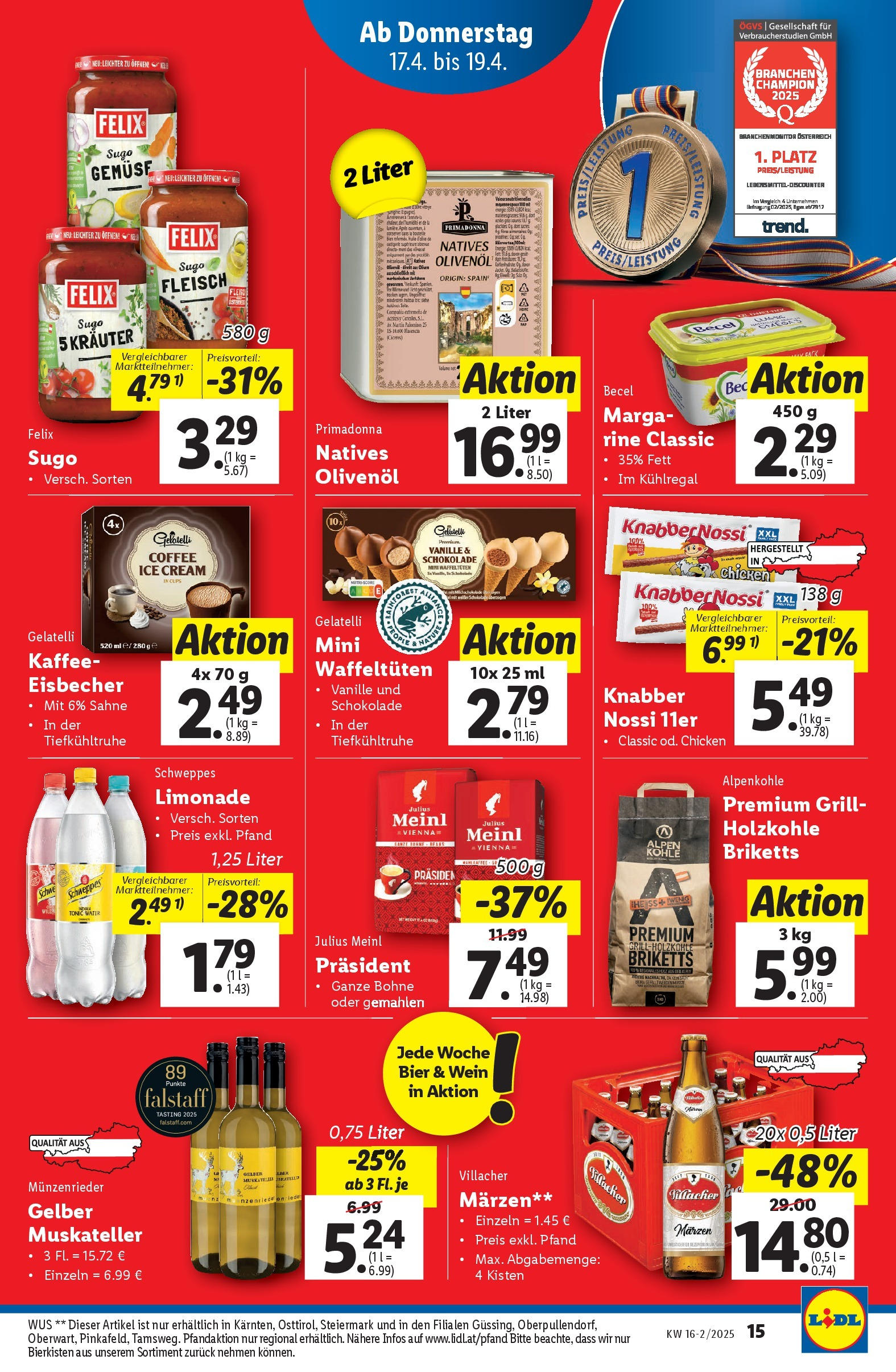 Lidl Flugblatt - Graz, Klagenfurt, Neunkirchen ab 16.04.2025 ✳️ Angebote ab donnerstag | Seite: 17 | Produkte: Sahne, Gemüse, Schokolade, Bier Lidl Flugblatt - Graz, Klagenfurt, Neunkirchen ab 16.04.2025 - Angebote ab donnerstag | Seite: 17 | Produkte: Sahne, Gemüse, Schokolade, Bier