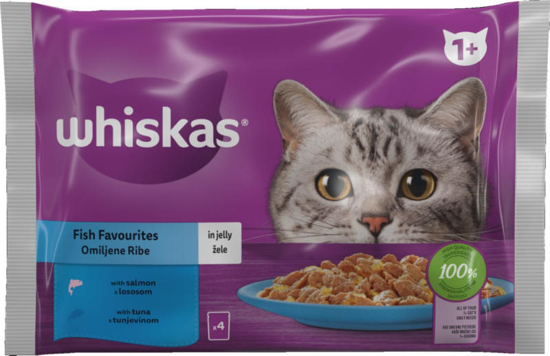 WHISKAS Пауч за котки избрани видове