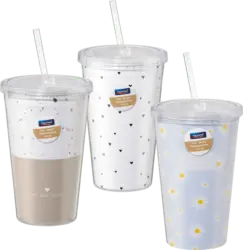 Paradies Foto Trinkbecher mit Strohhalm sortiert