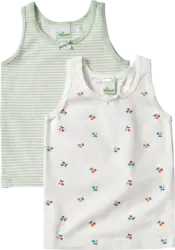 ALANA Unterhemden mit Kirsch-Muster, weiß + grün, Gr. 110/116